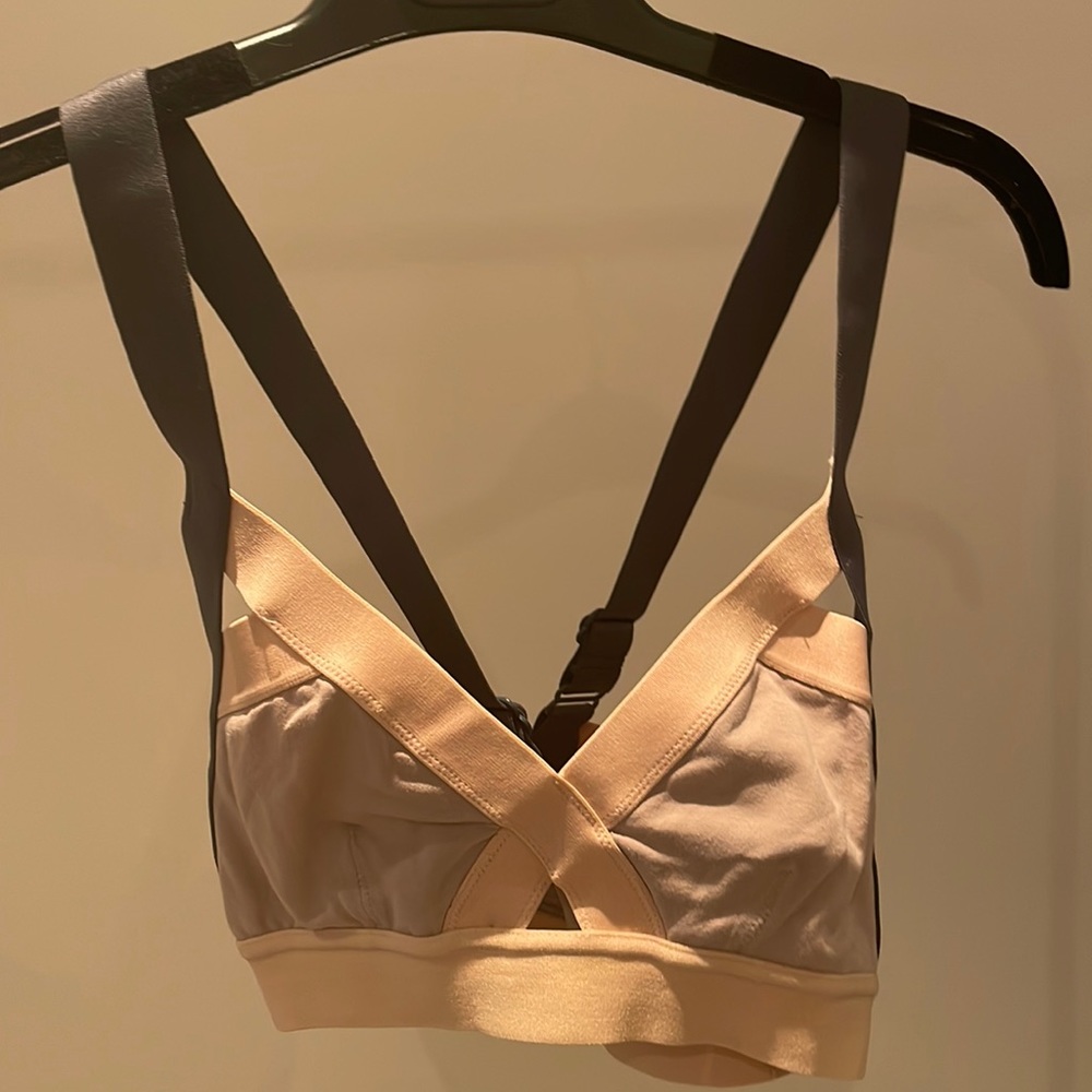Aritzia, ballet pink, and grey, community sports bra. Lightly worn. Sz small
